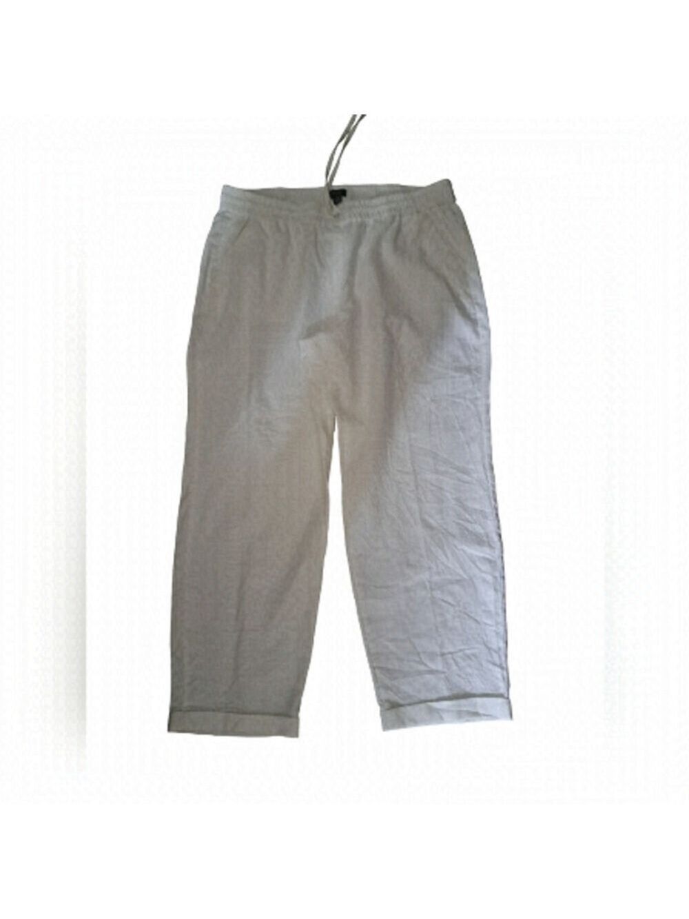 J CREW LINEN cotton Factory white pull on elastic pants short relaxed fit SZ 14